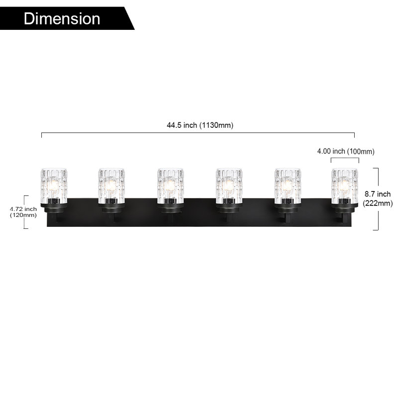 Mercer41 Daniel-Jay 6-Light Dimmable Black Vanity Light